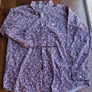 Cinch Men's Purple Patterned Button Down Shirt